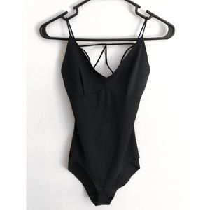 Strappy V-Neck Cheeky Bodysuit, size medium